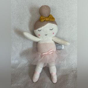 Emma Ballerina knit Doll Rattle Pink Tutu 10” cotton soft toy excellent